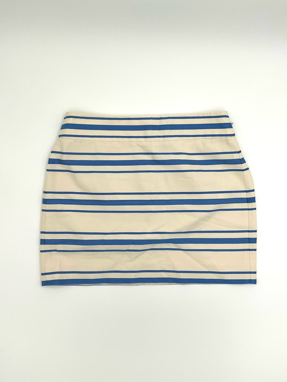 J. Crew Blue Cream Striped Mini Skirt Size 0 Coastal Preppy